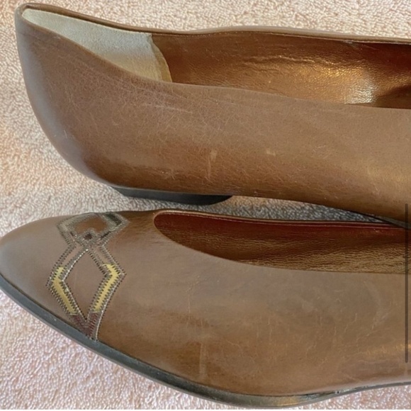 Arnold Churgin Brown Leather Slip On W  Chunky Heel 40 - Picture 6 of 11